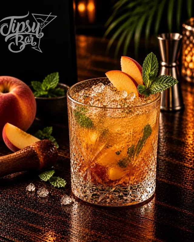 Peach Whiskey Smash de Tipsy Bar