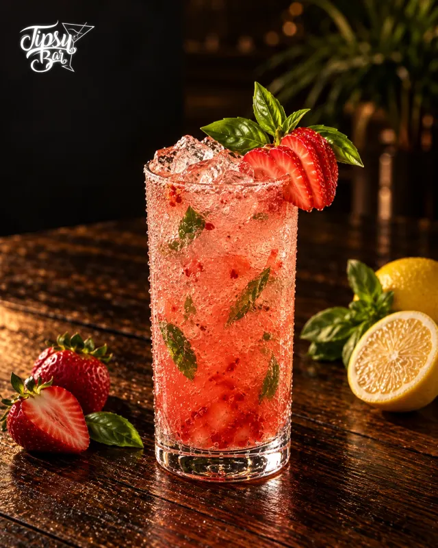 Strawberry Basil Fizz de Tipsy Bar